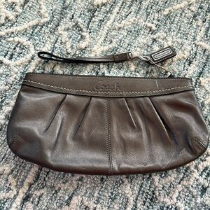 Coach Gunmetal Leather Wristlet